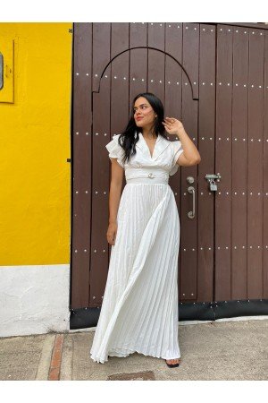 Enterizo Plisado Manga Corta