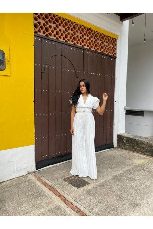 Enterizo Plisado Manga Corta