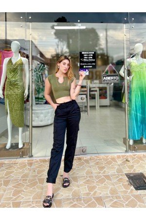 Top Manga Corta Oliva