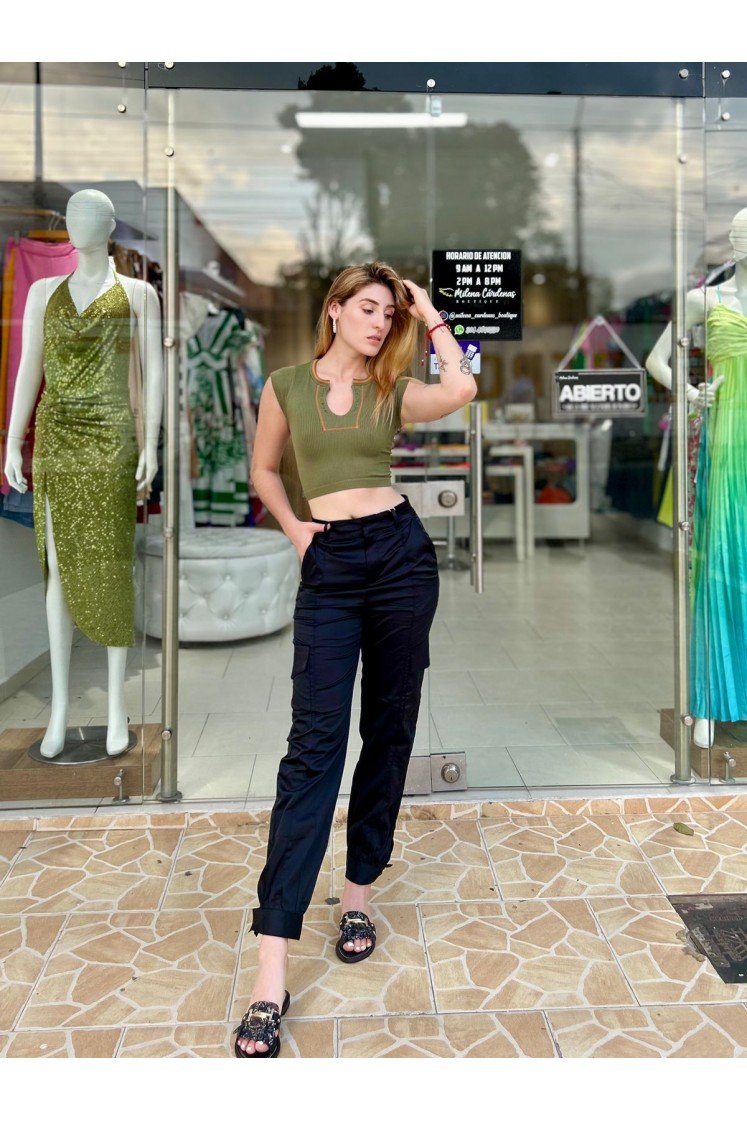 Top Manga Corta Oliva