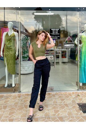 Top Manga Corta Oliva