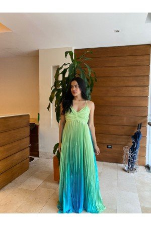 Vestido Largo Plisado Fiesta