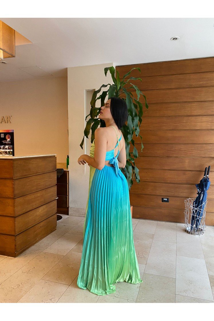 Vestido Largo Plisado Fiesta