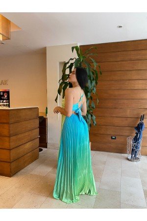 Vestido Largo Plisado Fiesta