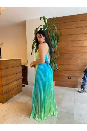 Vestido Largo Plisado Fiesta